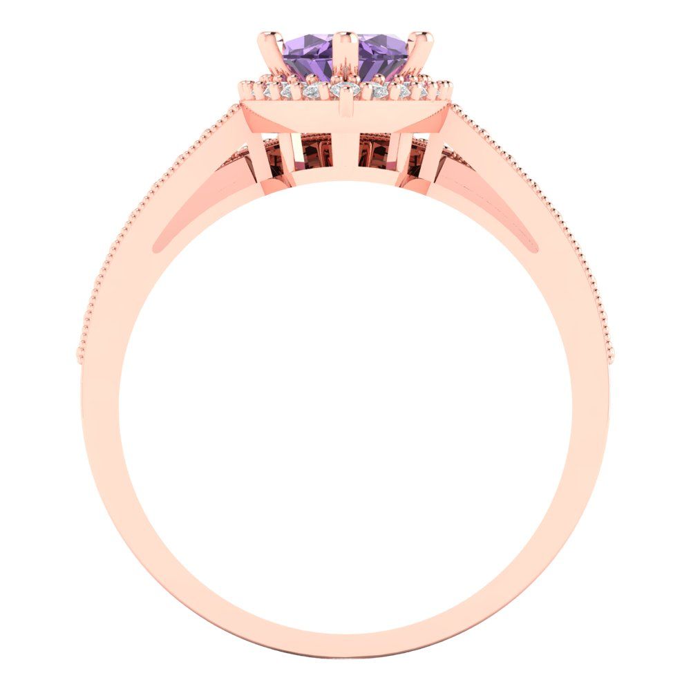 2.4875 cttw Marquise Cut Simulated Alexandrite Bridal Set - Solid Rose Gold Engagement Ring & Wedding Band