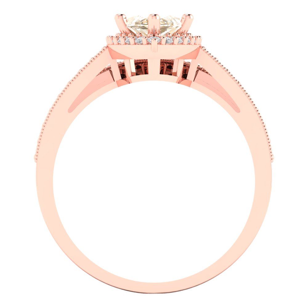 2.4875 cttw Marquise Cut Natural Morganite Bridal Set - Solid Rose Gold Engagement Ring & Wedding Band