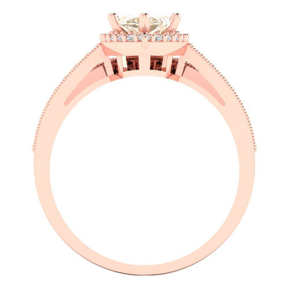 2.4875 cttw Marquise Cut Natural Morganite Bridal Set - Solid Rose Gold Engagement Ring & Wedding Band