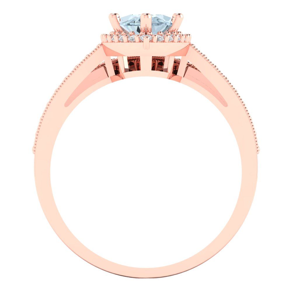 2.4875 cttw Marquise Cut Natural Swiss Blue Topaz Bridal Set - Solid Rose Gold Engagement Ring & Wedding Band