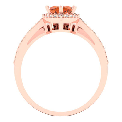 2.4875 cttw Marquise Cut Simulated Pink Tourmaline Bridal Set - Solid Rose Gold Engagement Ring & Wedding Band