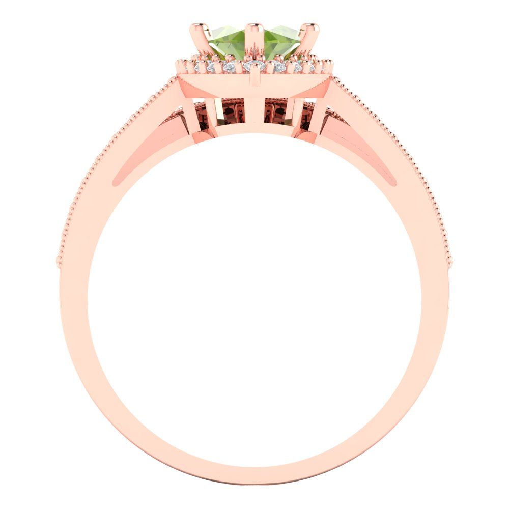 2.4875 cttw Marquise Cut Natural Peridot Bridal Set - Solid Rose Gold Engagement Ring & Wedding Band