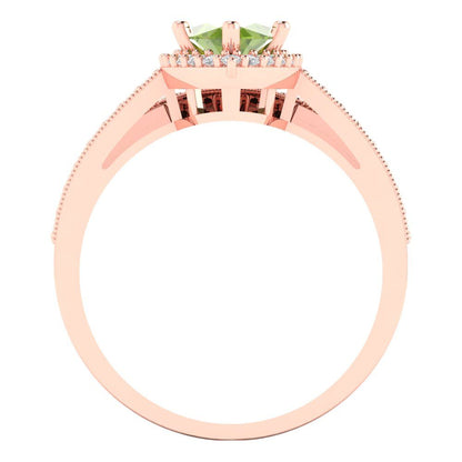 2.4875 cttw Marquise Cut Natural Peridot Bridal Set - Solid Rose Gold Engagement Ring & Wedding Band
