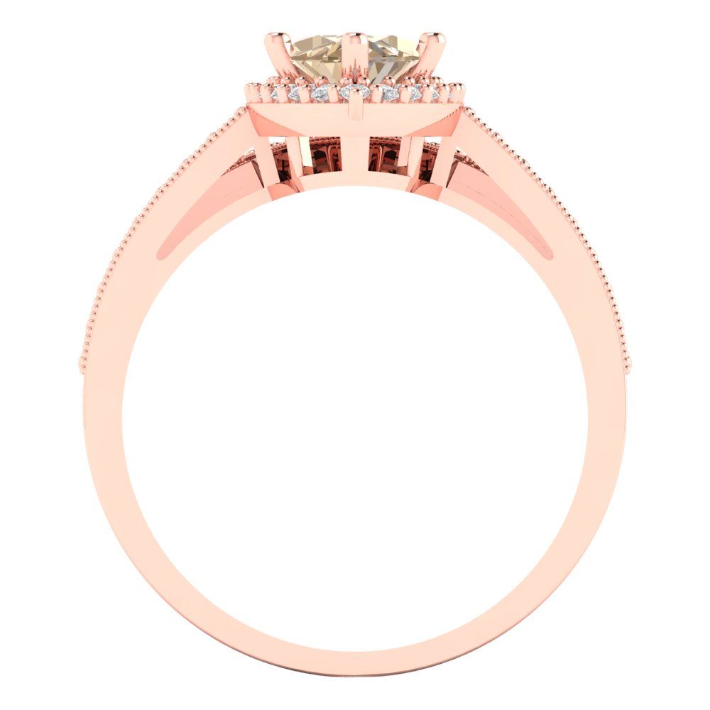 2.4875 cttw Marquise Cut Yellow Moissanite Bridal Set - Solid Rose Gold Engagement Ring & Wedding Band