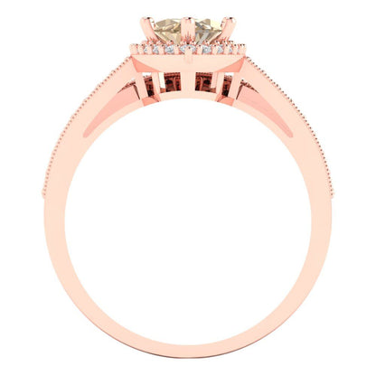 2.4875 cttw Marquise Cut Yellow Moissanite Bridal Set - Solid Rose Gold Engagement Ring & Wedding Band