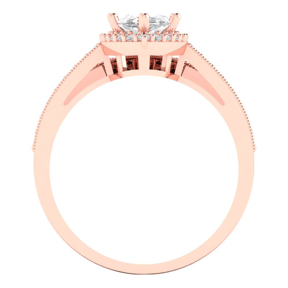 2.4875 cttw Marquise Cut White Sapphire Bridal Set - Solid Rose Gold Engagement Ring & Wedding Band