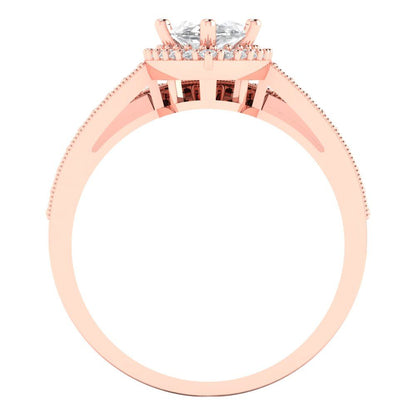 2.4875 cttw Marquise Cut White Sapphire Bridal Set - Solid Rose Gold Engagement Ring & Wedding Band
