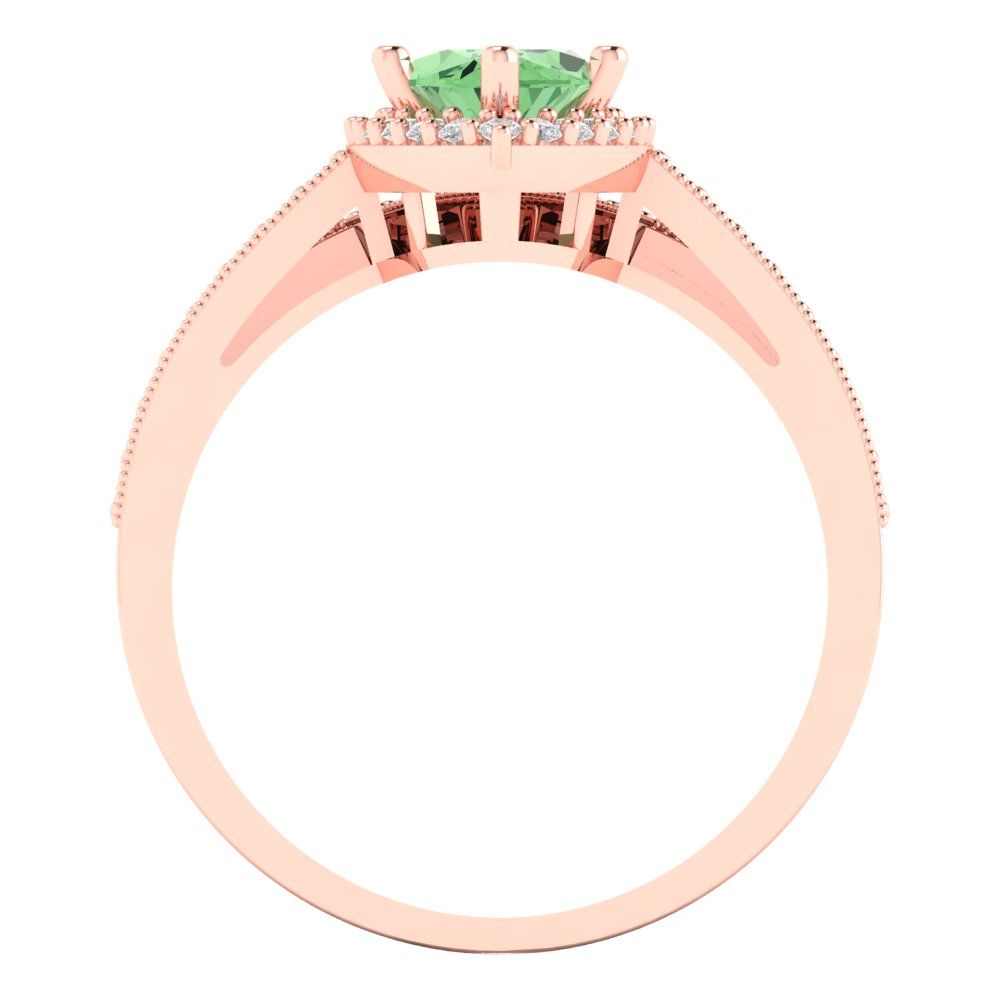 2.4875 cttw Marquise Cut Simulated Green Diamond Bridal Set - Solid Rose Gold Engagement Ring & Wedding Band