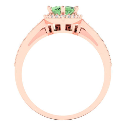 2.4875 cttw Marquise Cut Simulated Green Diamond Bridal Set - Solid Rose Gold Engagement Ring & Wedding Band