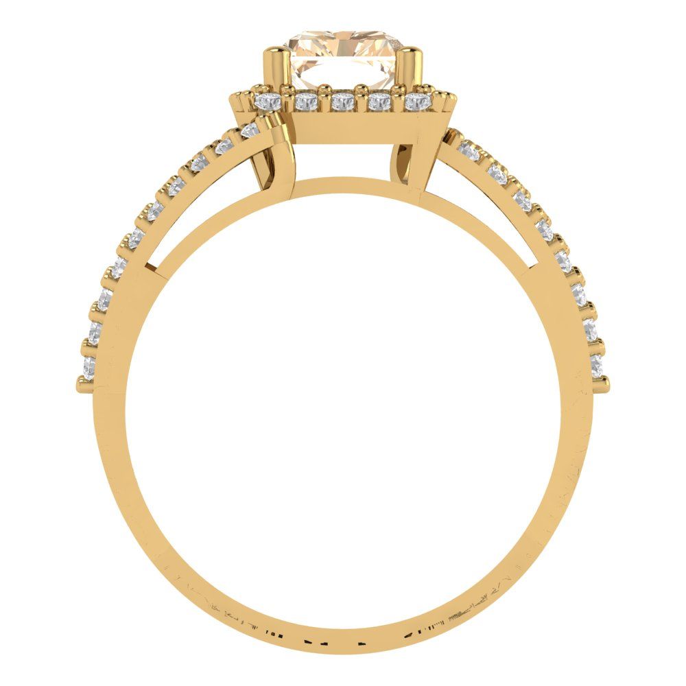1.935 cttw Natural Morganite Solitaire with Zirconia Simulated Diamond Accents Engagement Ring - Solid Gold (Emerald Cut,7.5x5.5mm)