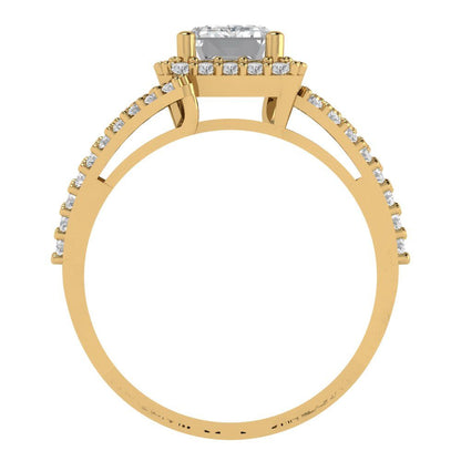 1.935 cttw White Sapphire Solitaire with Zirconia Simulated Diamond Accents Engagement Ring - Solid Gold (Emerald Cut,7.5x5.5mm)