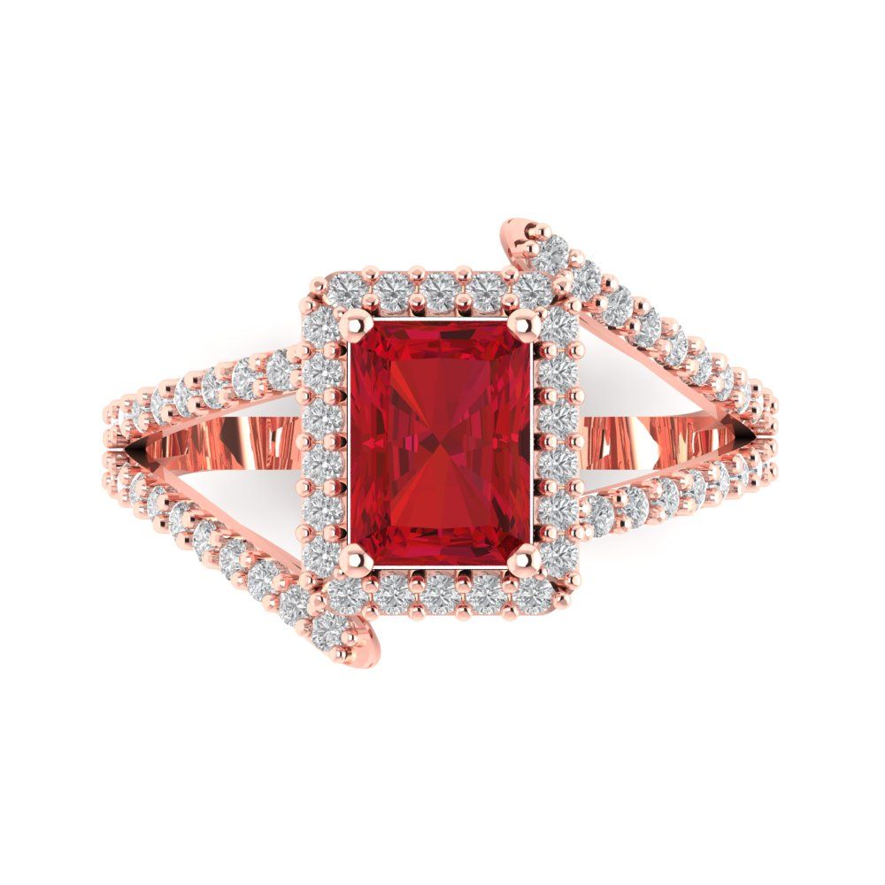 1.935 cttw Simulated Ruby Solitaire with Zirconia Simulated Diamond Ac ...