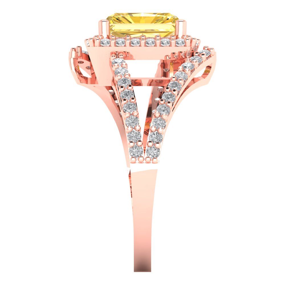 1.935 cttw Natural Citrine Solitaire with Zirconia Simulated Diamond Accents Engagement Ring - Solid Gold (Emerald Cut,7.5x5.5mm)