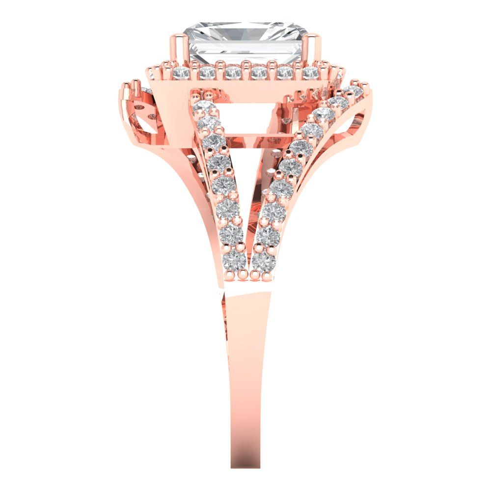 1.935 cttw White Sapphire Solitaire with Zirconia Simulated Diamond Accents Engagement Ring - Solid Gold (Emerald Cut,7.5x5.5mm)