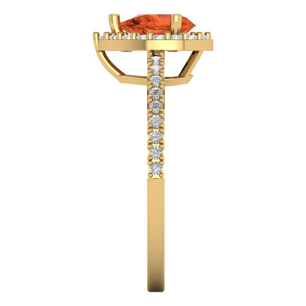 0.755 cttw Zirconia Simulated Red Diamond Solitaire with Zirconia Simulated Diamond Accents Engagement Ring - Solid Gold (VVS1, Pear Cut,7x5mm )