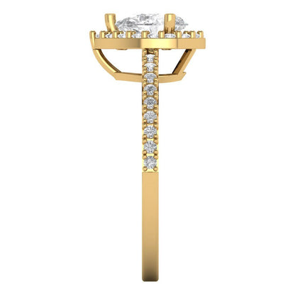 0.755 cttw Zirconia Simulated Diamond Solitaire with Zirconia Simulated Diamond Accents Engagement Ring - Solid Gold (VVS1, Pear Cut,7x5mm )