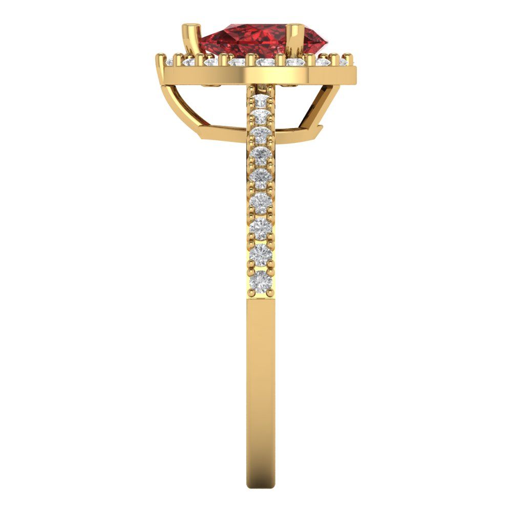 0.755 cttw Natural Garnet Solitaire with Zirconia Simulated Diamond Accents Engagement Ring - Solid Gold (Pear Cut,7x5mm )