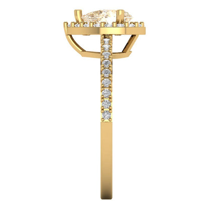 0.755 cttw Natural Morganite Solitaire with Zirconia Simulated Diamond Accents Engagement Ring - Solid Gold (Pear Cut,7x5mm )