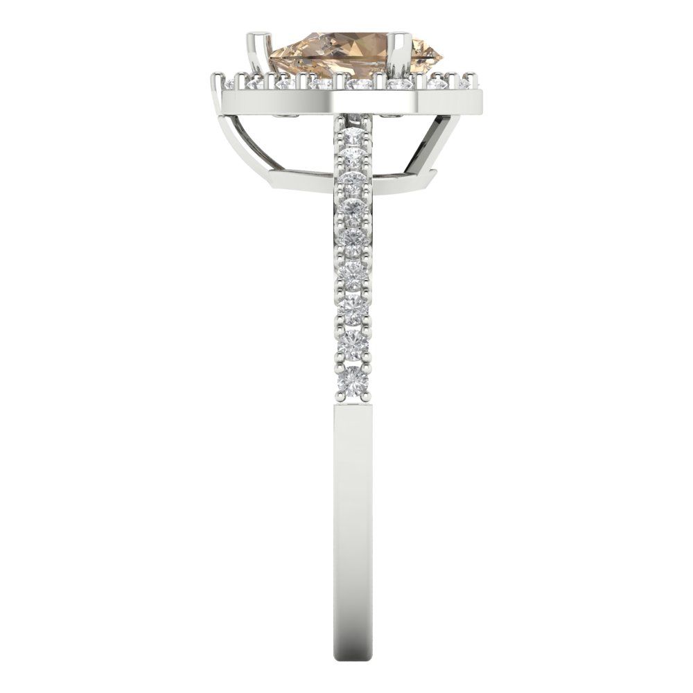 0.755 cttw Yellow Moissanite Solitaire with Zirconia Simulated Diamond Accents Engagement Ring - Solid Gold (Pear Cut,7x5mm )