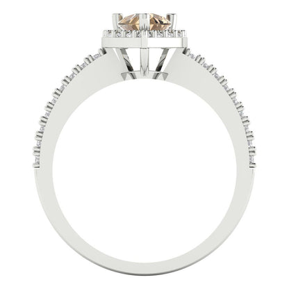 0.755 cttw Yellow Moissanite Solitaire with Zirconia Simulated Diamond Accents Engagement Ring - Solid Gold (Pear Cut,7x5mm )