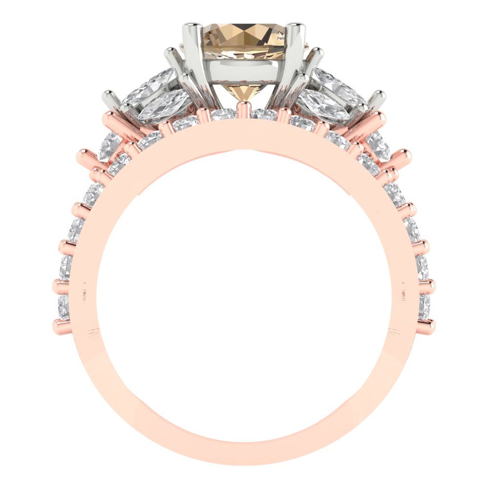 2.94 cttw Round Cut Yellow Moissanite Bridal Set - Solid Rose/White Gold Engagement Ring & Wedding Band