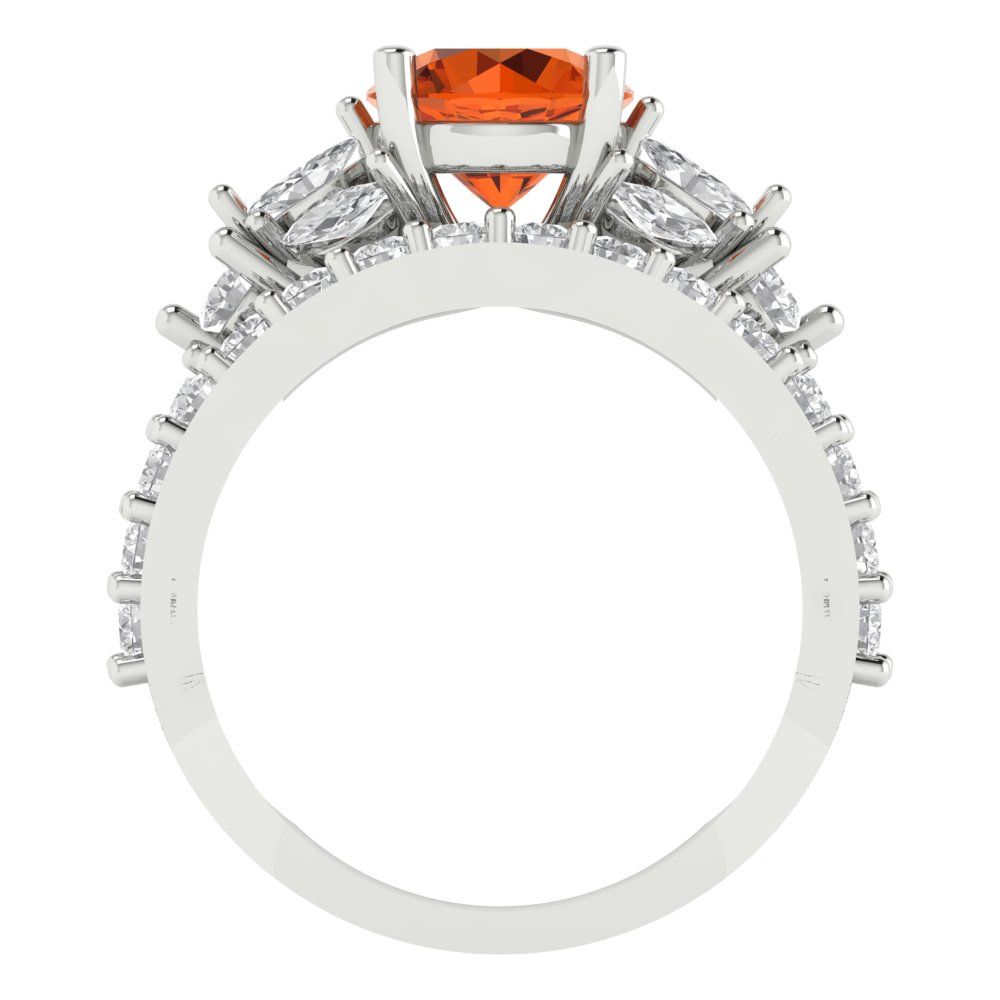 2.94 cttw Round Cut Simulated Pink Tourmaline Bridal Set - Solid White Gold Engagement Ring & Wedding Band