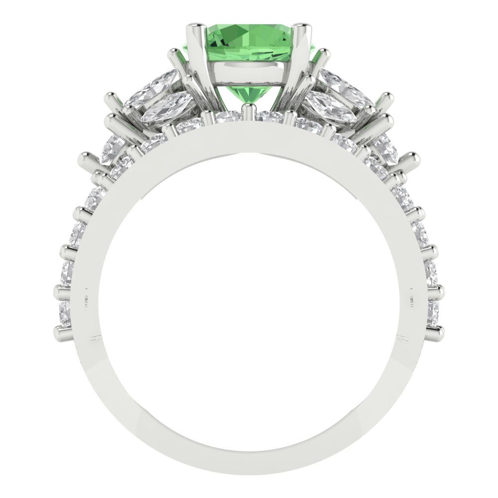 2.94 cttw Round Cut Simulated Green Diamond Bridal Set - Solid White Gold Engagement Ring & Wedding Band