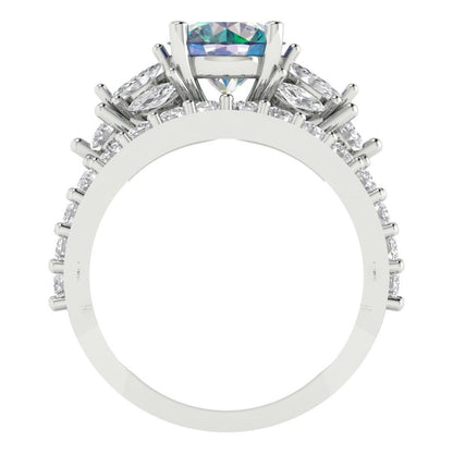 2.94 cttw Round Cut Blue Moissanite Bridal Set - Solid White Gold Engagement Ring & Wedding Band