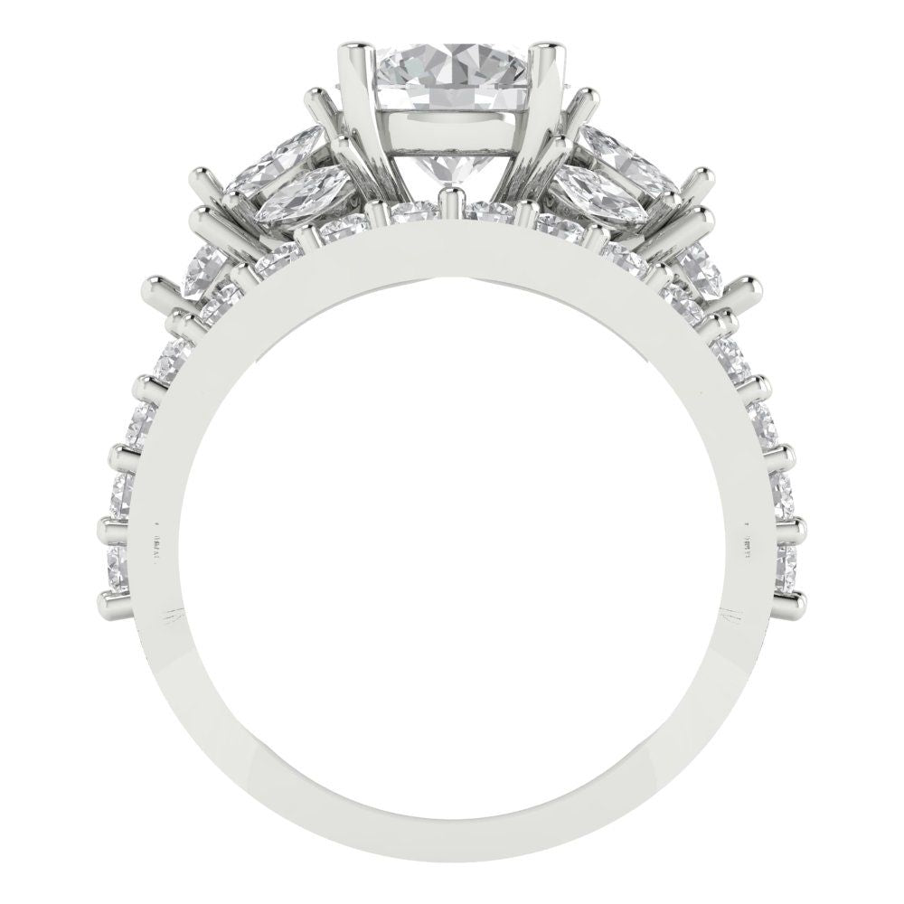 2.94 cttw Round Cut White Sapphire Bridal Set - Solid White Gold Engagement Ring & Wedding Band