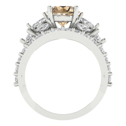 2.94 cttw Round Cut Yellow Moissanite Bridal Set - Solid White Gold Engagement Ring & Wedding Band