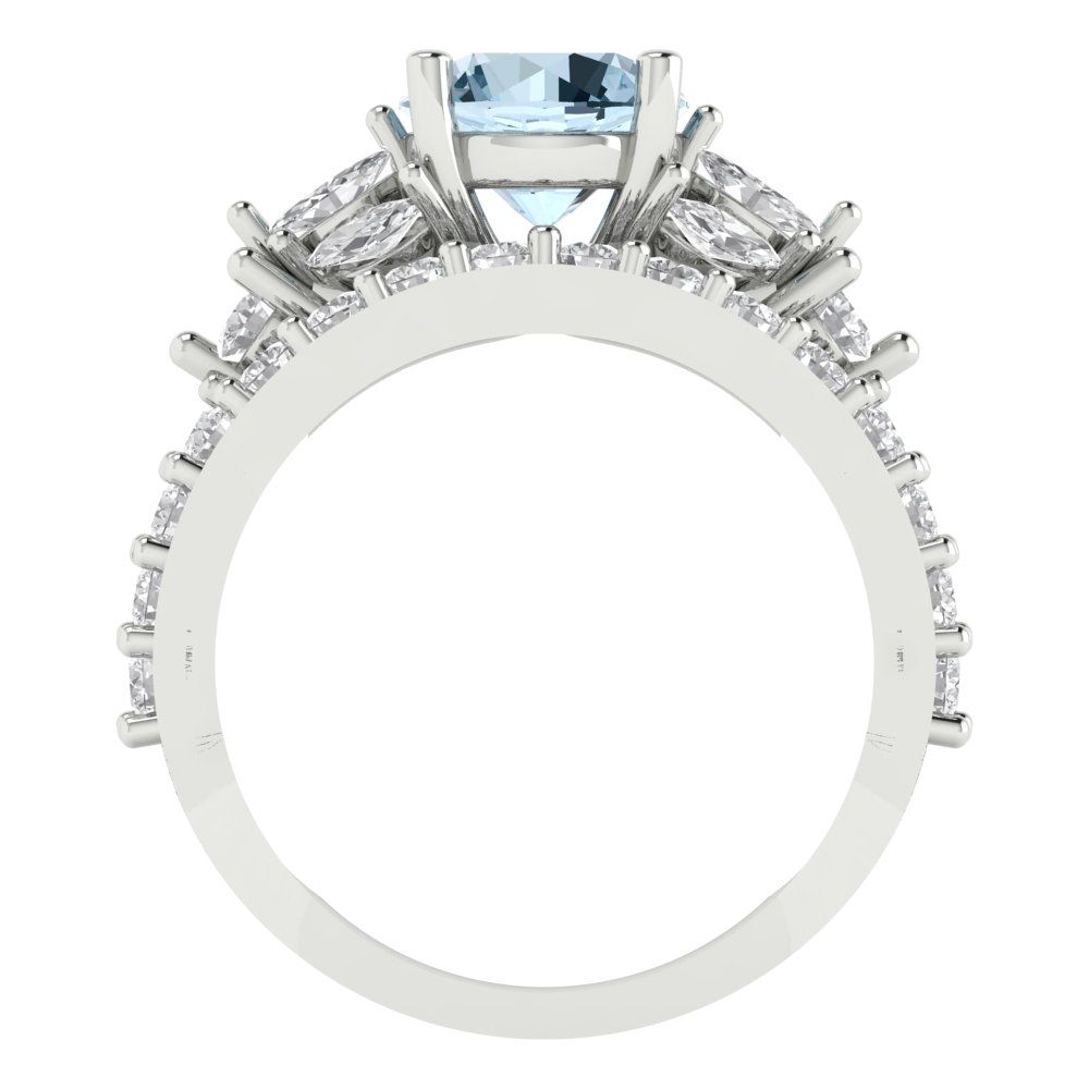 2.94 cttw Round Cut Simulated Blue Diamond Bridal Set - Solid White Gold Engagement Ring & Wedding Band