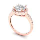 1.86 ct Brilliant Round Cut Natural Diamond Stone Clarity SI1-2 Color G-H Rose Gold Halo Solitaire with Accents Ring