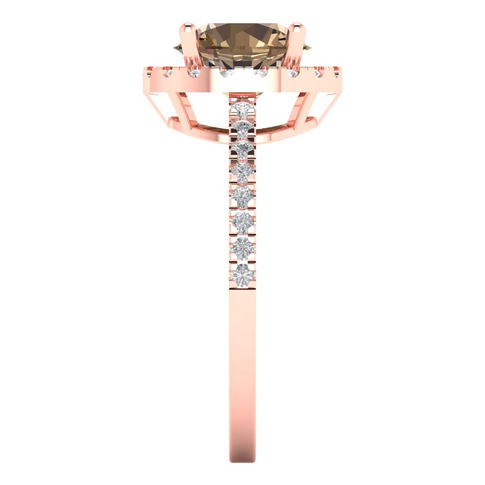 1.8 cttw Zirconia Simulated Champagne Diamond Solitaire with Zirconia Simulated Diamond Accents Engagement Ring - Solid Gold (VVS1, Round Cut,7.5mm)