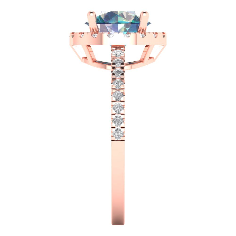 1.8 cttw Blue Moissanite Solitaire with Zirconia Simulated Diamond Accents Engagement Ring - Solid Gold (Round Cut,7.5mm)