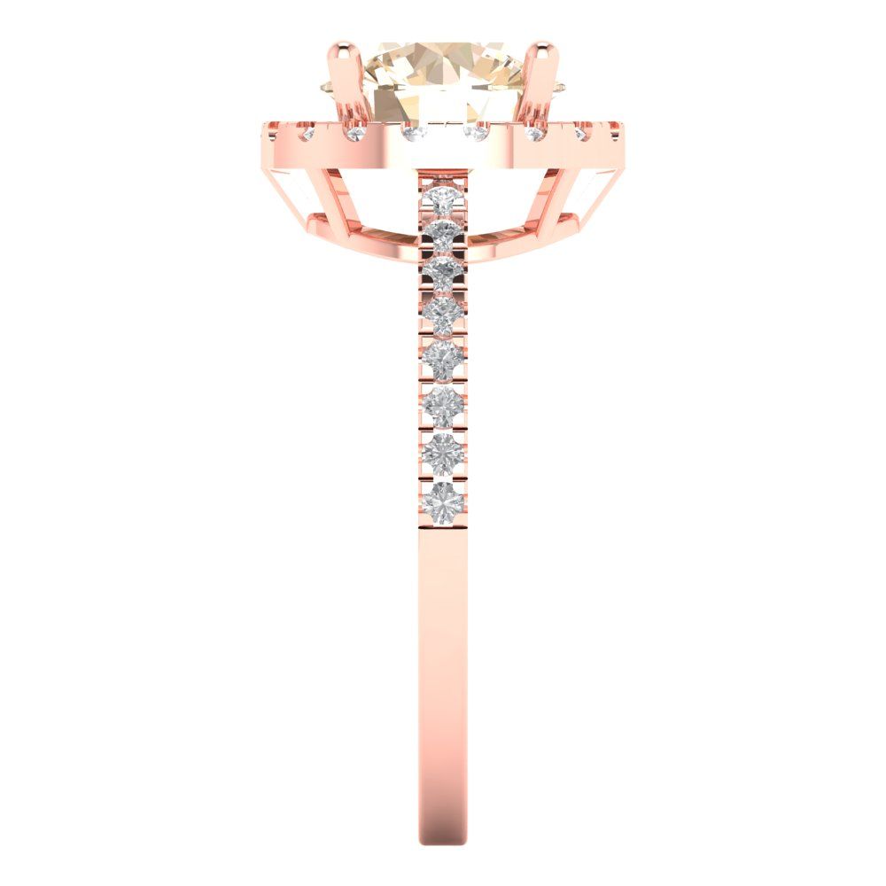 1.8 cttw Natural Morganite Solitaire with Zirconia Simulated Diamond Accents Engagement Ring - Solid Gold (Round Cut,7.5mm)