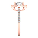 1.86 ct Brilliant Round Cut Natural Diamond Stone Clarity SI1-2 Color G-H Rose Gold Halo Solitaire with Accents Ring