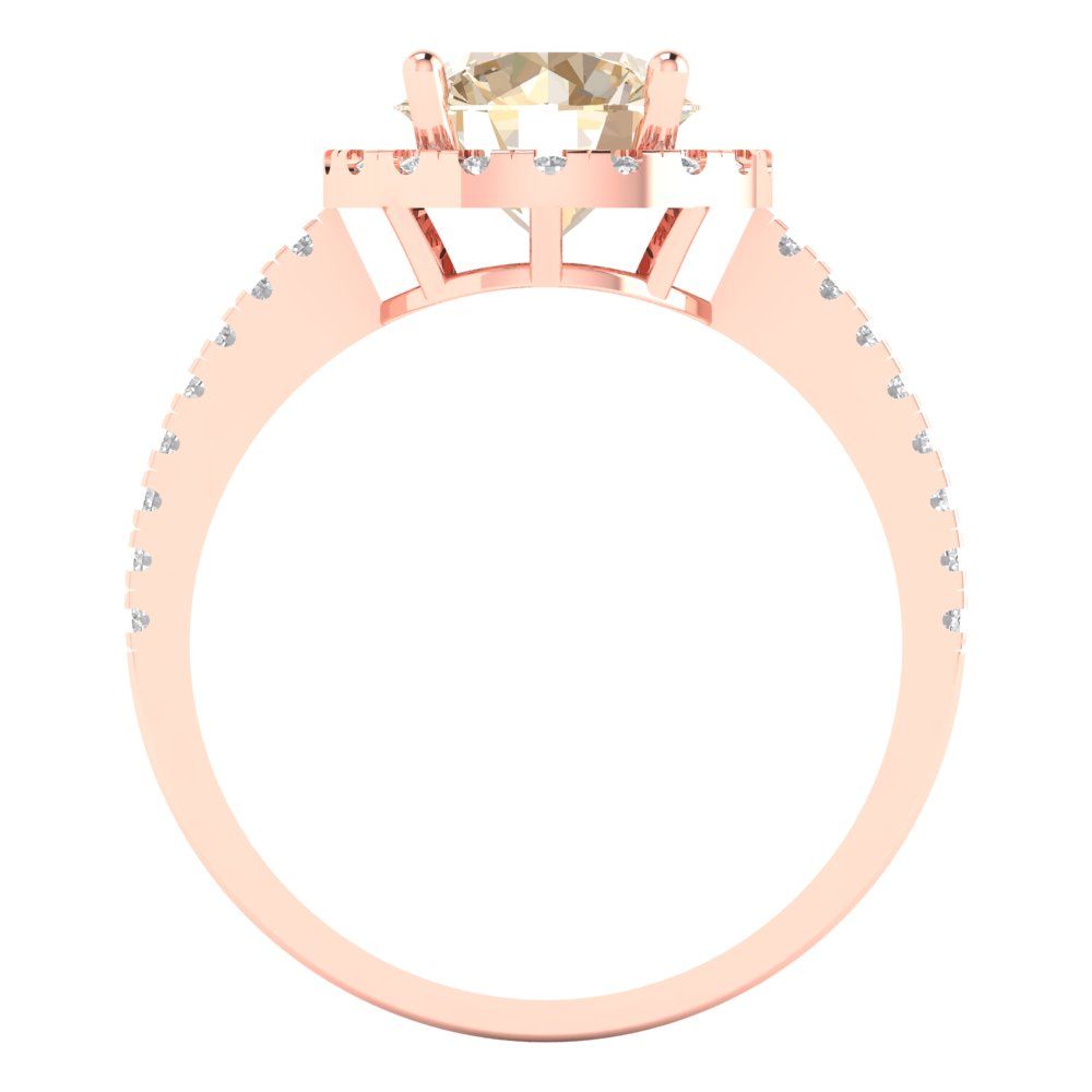 1.8 cttw Natural Morganite Solitaire with Zirconia Simulated Diamond Accents Engagement Ring - Solid Gold (Round Cut,7.5mm)