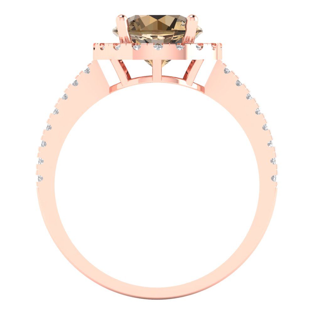 1.8 cttw Zirconia Simulated Champagne Diamond Solitaire with Zirconia Simulated Diamond Accents Engagement Ring - Solid Gold (VVS1, Round Cut,7.5mm)