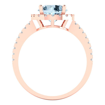 1.8 cttw Natural Sky Blue Topaz Solitaire with Zirconia Simulated Diamond Accents Engagement Ring - Solid Gold (Round Cut,7.5mm)