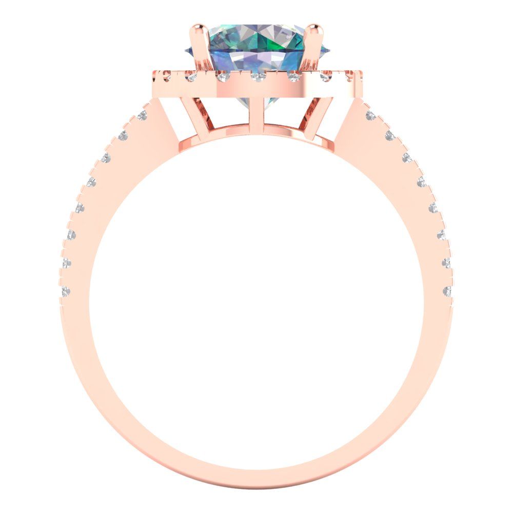 1.8 cttw Blue Moissanite Solitaire with Zirconia Simulated Diamond Accents Engagement Ring - Solid Gold (Round Cut,7.5mm)