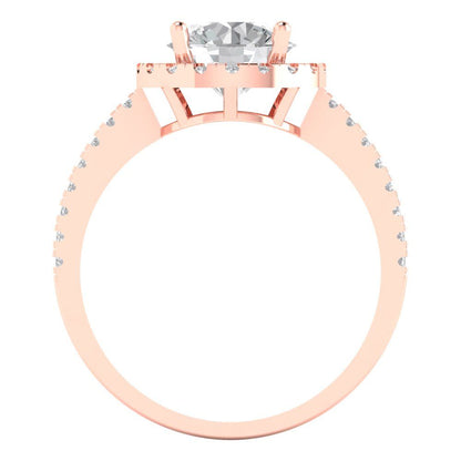 1.8 cttw Certified Moissanite Solitaire with Zirconia Simulated Diamond Accents Engagement Ring - Solid Gold (VVS1, D-F,Round Cut,7.5mm)