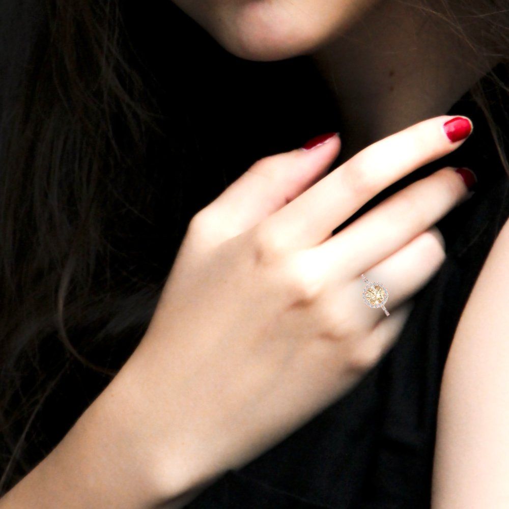 1.8 cttw Natural Morganite Solitaire with Zirconia Simulated Diamond Accents Engagement Ring - Solid Gold (Round Cut,7.5mm)