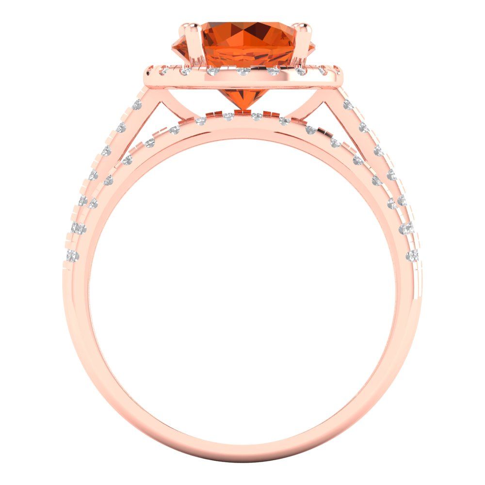 2.52 cttw Round Cut Simulated Pink Tourmaline Bridal Set - Solid Rose Gold Engagement Ring & Wedding Band