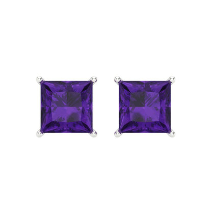 3cttw Amethyst Gold-Plated 925 Silver Screw Back Stud Earrings