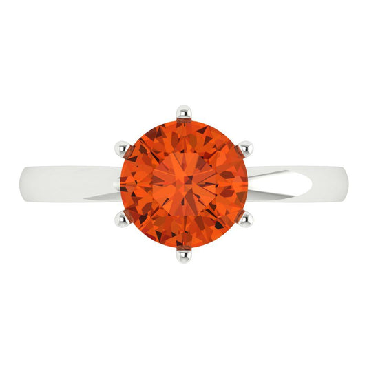 2 cttw Zirconia Simulated Red Diamond Solitaire  Engagement Ring - Solid White Gold (VVS1, Round Cut,8.0mm)