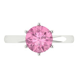 2 ct Brilliant Round Cut Pink Simulated Diamond Stone White Gold Solitaire Ring