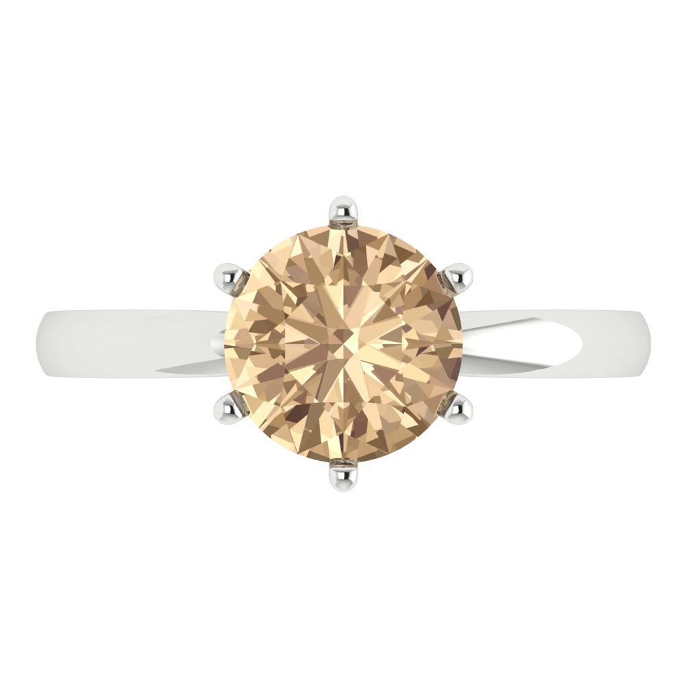 2 cttw Yellow Moissanite Solitaire  Engagement Ring - Solid Gold (Round Cut,8.0mm)