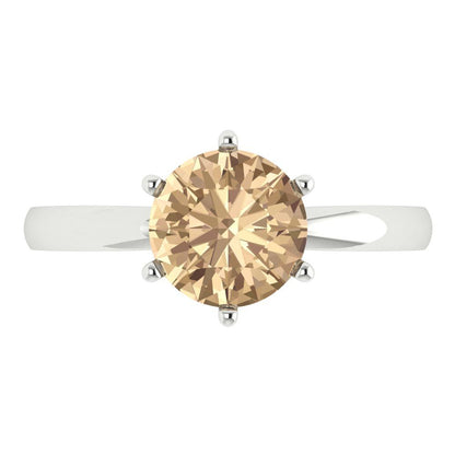 2 cttw Yellow Moissanite Solitaire  Engagement Ring - Solid Gold (Round Cut,8.0mm)