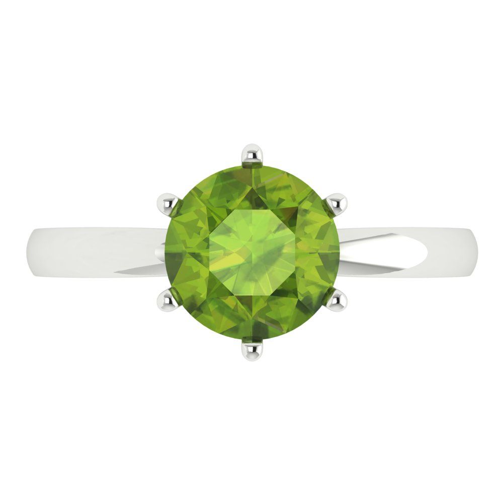 2 cttw Natural Peridot Solitaire  Engagement Ring - Solid Gold (Round Cut,8.0mm)