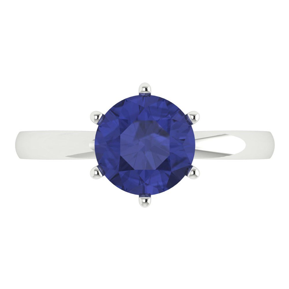 2 cttw Simulated Tanzanite Solitaire  Engagement Ring - Solid Gold (Round Cut,8.0mm)